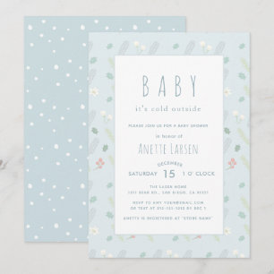 Blue Floral & Foliage Baby Shower Invitation