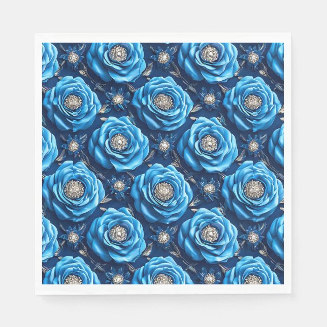 Blue floral for wedding event styling romantic  napkin (Front)