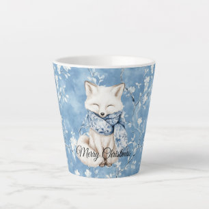 Blue Floral Fox Christmas Latte Mug