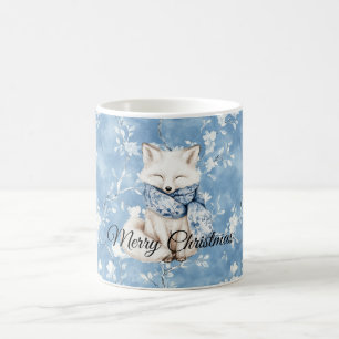 Blue Floral Fox Coffee Mug