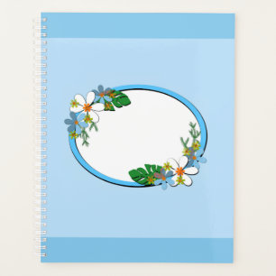 Blue floral frame round kids spring cute customiza planner