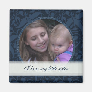 Blue Floral Framed: Sister: Picture Magnet