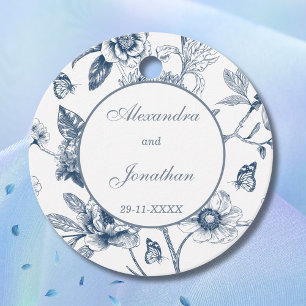 Blue Floral French Christian Wedding Thank You Favour Tags