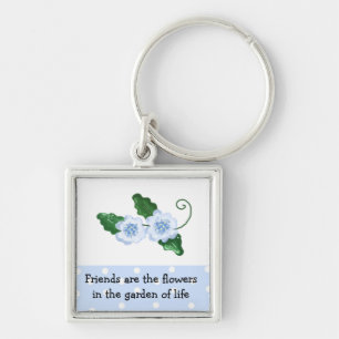 Blue Floral Friendship Saying Key Ring