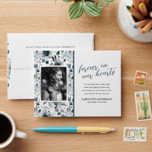 Blue Floral Funeral Seed Packet Memorial Envelope