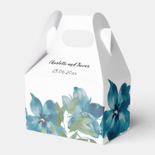 Blue Floral Fusion Watercolor Hand-painted Favour Box