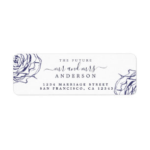 Blue Floral Future Mr Mrs Wedding Return Address
