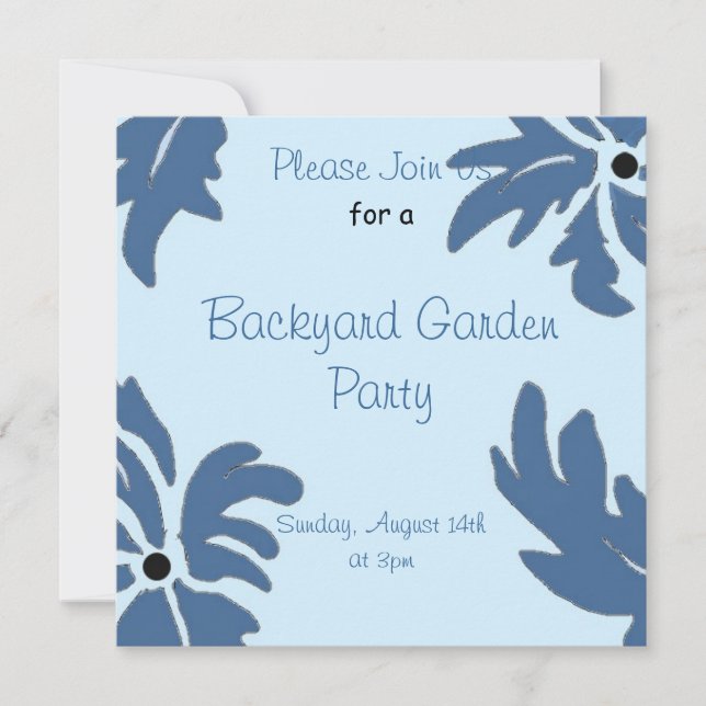 Blue Floral Garden Party Invitation (Front)