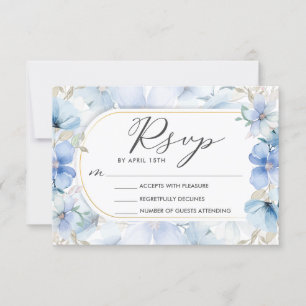 Blue Floral Garden Sweet Sixteen 16 Birthday RSVP Invitation