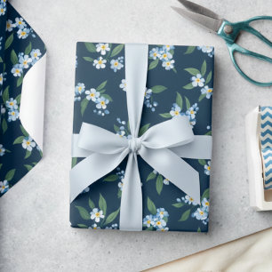 Blue Floral Garden Wrapping Paper