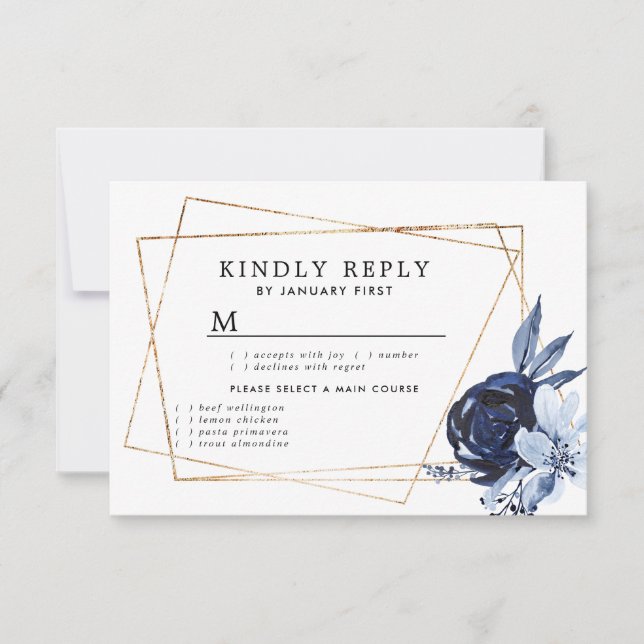 Blue Floral Geometric Response Card (Front)
