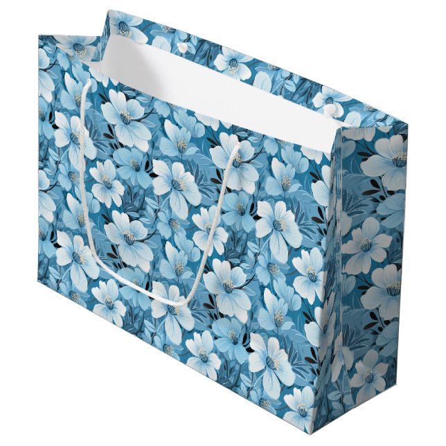 Blue Floral Gift Bag (Front Angled)