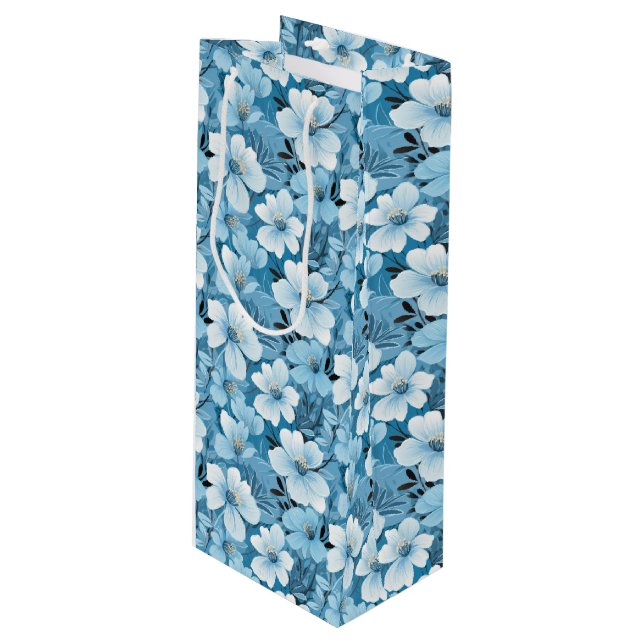 Blue Floral Gift Bag (Front Angled)