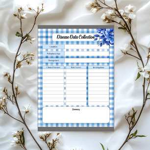 Blue Floral Gingham _ Disease Data Collection Notepad
