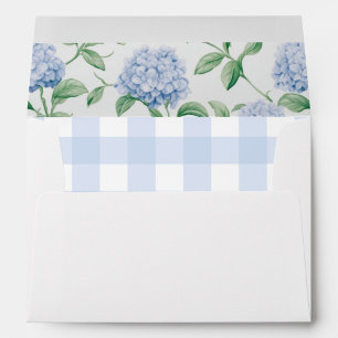 Blue Floral Gingham Lined Envelope