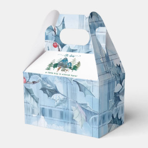 Blue Floral Gingham oh deer baby shower Favour Box