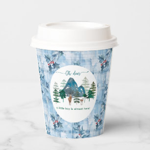  Blue Floral Gingham oh deer baby shower  Paper Cups
