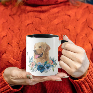 Blue Floral Golden Retriever Life Mug