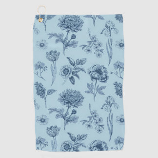 Blue Floral Golf Towel