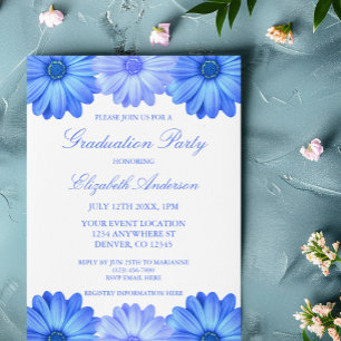 Blue Floral Graduation Party Invitation