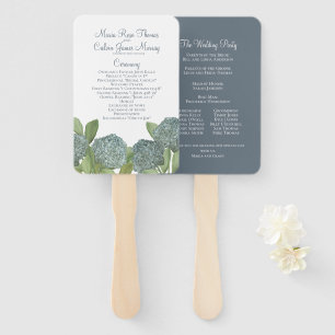 Blue Floral Greenery Botanical Wedding Ceremony Hand Fan