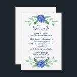 Blue Floral Greenery Foliage Wedding Details Card<br><div class="desc">Including all your wedding day details is an important part of your wedding invitation suite. Adding reception cards or information cards,  along with your wedding invite is the proper way to communicate details about your post-ceremony celebration,  hotel information and more.</div>