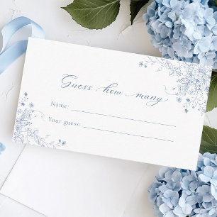 Blue Floral Guess How Many Game Enclosure Card