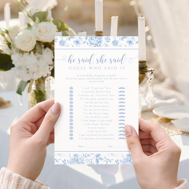 Blue Floral He said She said Bridal Shower Game (Creator Uploaded)