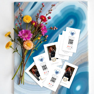 Blue Floral Heart Love & Thanks Business Support Card