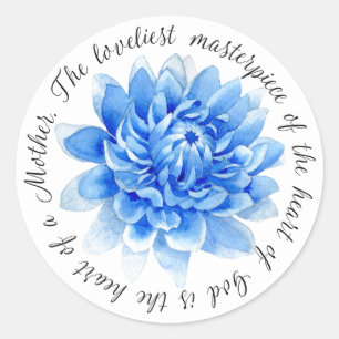 Blue Floral   Heart of Mother   Heart of God Quote Classic Round Sticker