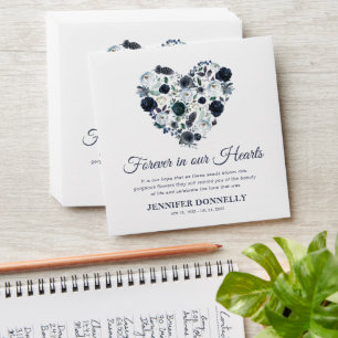 Blue Floral Heart Seed Funeral Favour Envelope