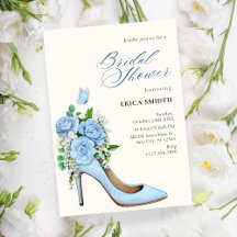 Blue floral high heels shoes bridal shower
