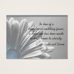 Blue Floral Highlights Wedding Charity Favour Card