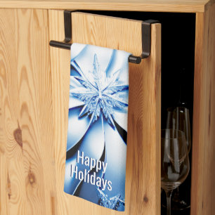 Blue Floral Holiday Christmas Kitchen Towel