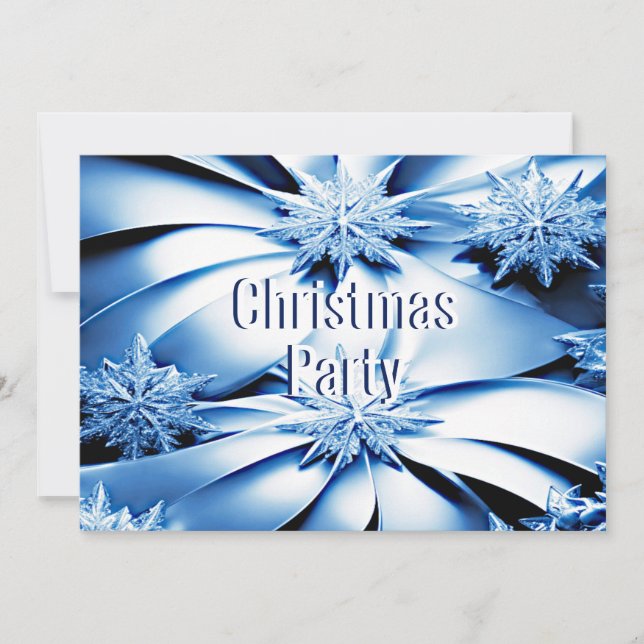 Blue Floral Holiday Christmas Party Invitation (Front)