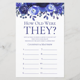 Blue Floral How Old Were They Bridal Shower Game