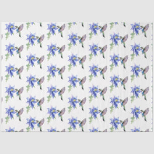 Blue Floral Hummingbird Wildflower  Tissue Paper