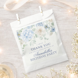 Blue Floral Hydrangea Botanical Birthday Dessert Favour Bags