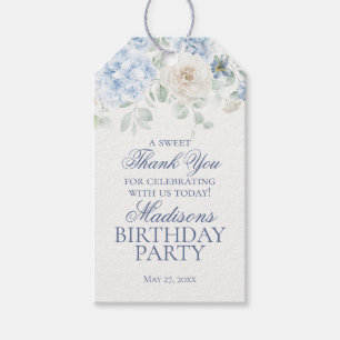 Blue Floral Hydrangea Botanical Birthday Favors Gift Tags