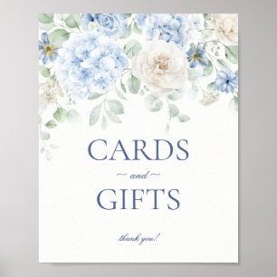 Blue Floral Hydrangea Botanical Cards & Gifts Sign