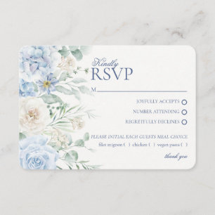Blue Floral Hydrangea Botanical Wedding RSVP Enclosure Card