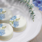 Blue Floral Hydrangea Event Wedding Cookie Favour