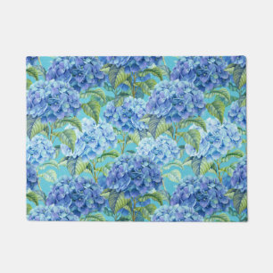 Blue floral Hydrangea Flower pattern Doormat