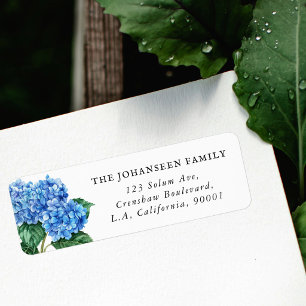 Blue Floral Hydrangea Greenery Return Address