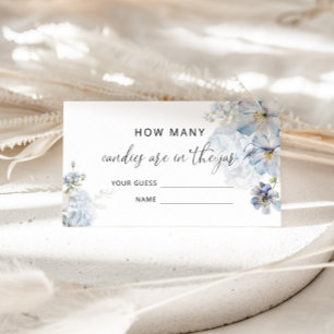 Blue floral Hydrangea guess how many candies Enclosure Card