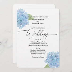 Blue Floral Hydrangea Wedding Invitation design