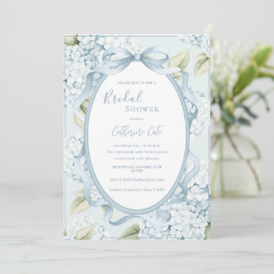 Blue Floral Hydrangeas Whimsical Bridal Invitation