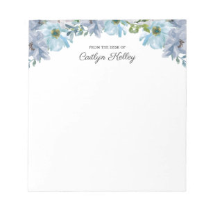 Blue Floral II From the Desk of, Personalised Notepad