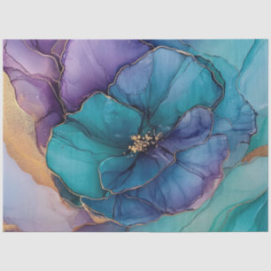 Blue Floral in Alcohol Ink Series Design #13 Tissue Paper