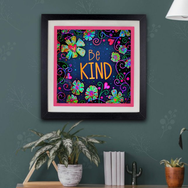 Blue Floral Inspirational ”Be Kind”  School Poster (Creator Uploaded)
